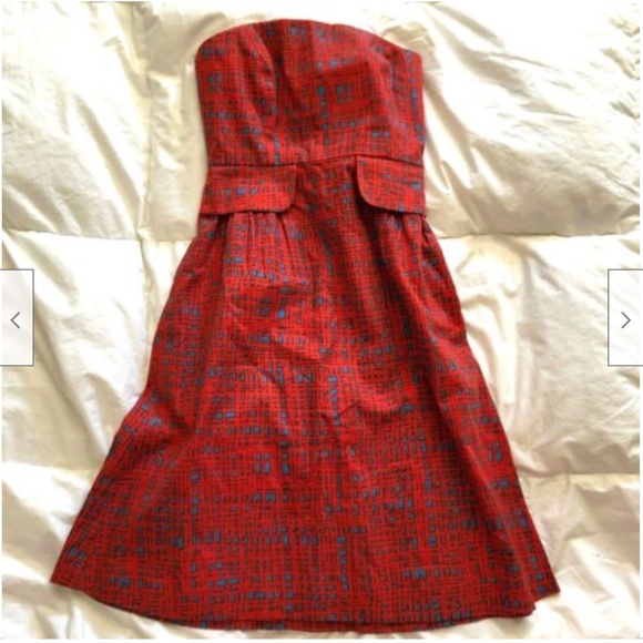 Anthropologie Tabitha  red strapless dress - Picture 6 of 6